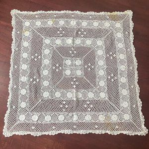 Vintage Square Macrame / Crochet Tablecloth